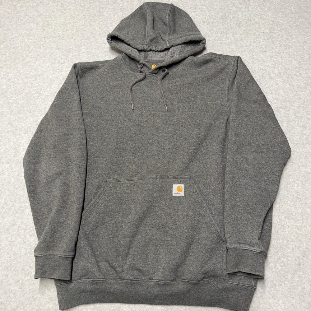 Carhartt Hoodie Mens Medium Gray Original Fit Fleece Pullover Logo K121 Workwear